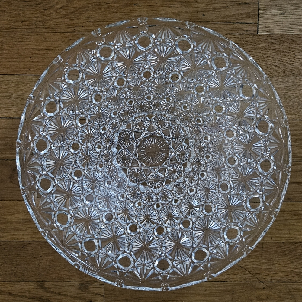 Vintage Mid Century Modern Large 13” Daisy & Button Centerpiece Platter Bowl